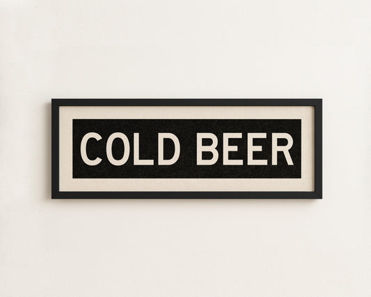 Framed Cold Beer Bus Scroll Sign