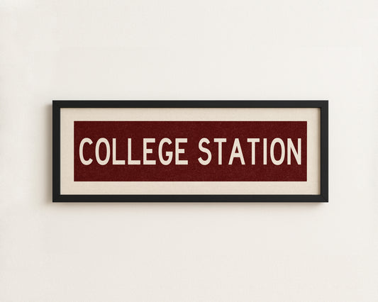 Framed College Station Maroon Bus Scroll