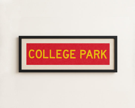 Framed College Park Red and Gold Bus Scroll