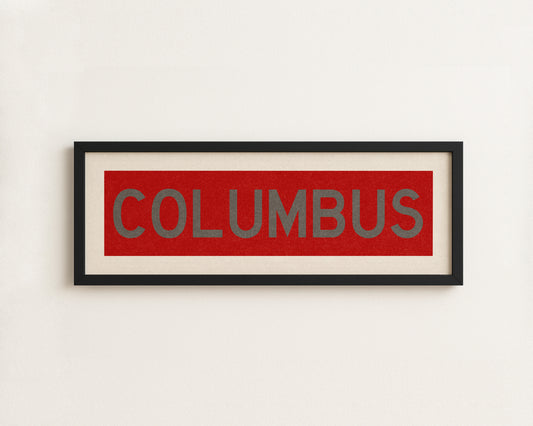 Framed Columbus Red Bus Scroll