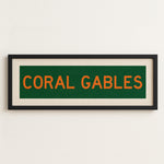Framed Coral Gables Green and Orange Bus Scroll - Tejas Country Club