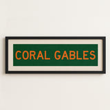 Framed Coral Gables Green and Orange Bus Scroll - Tejas Country Club