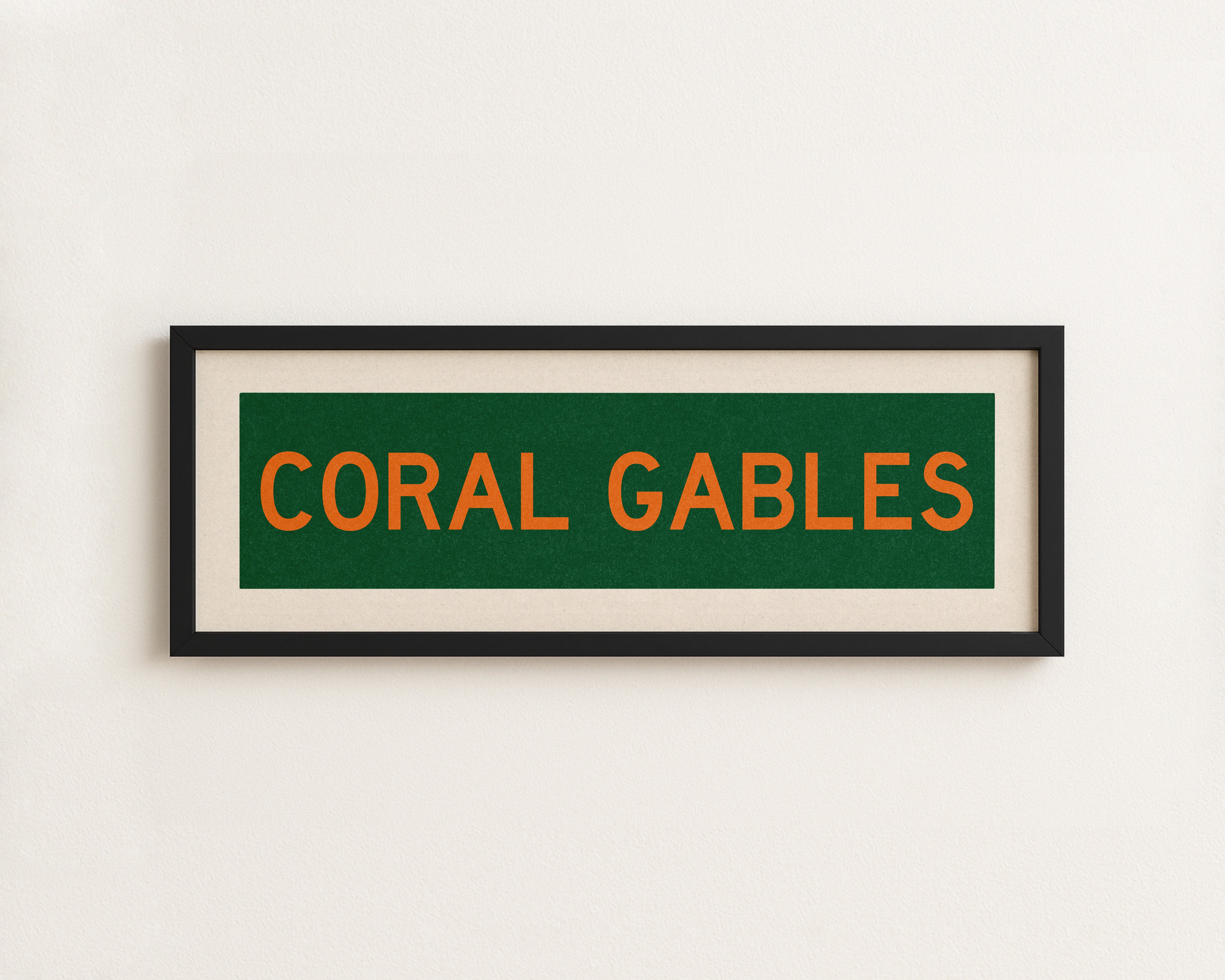 Framed Coral Gables Green and Orange Bus Scroll - Tejas Country Club