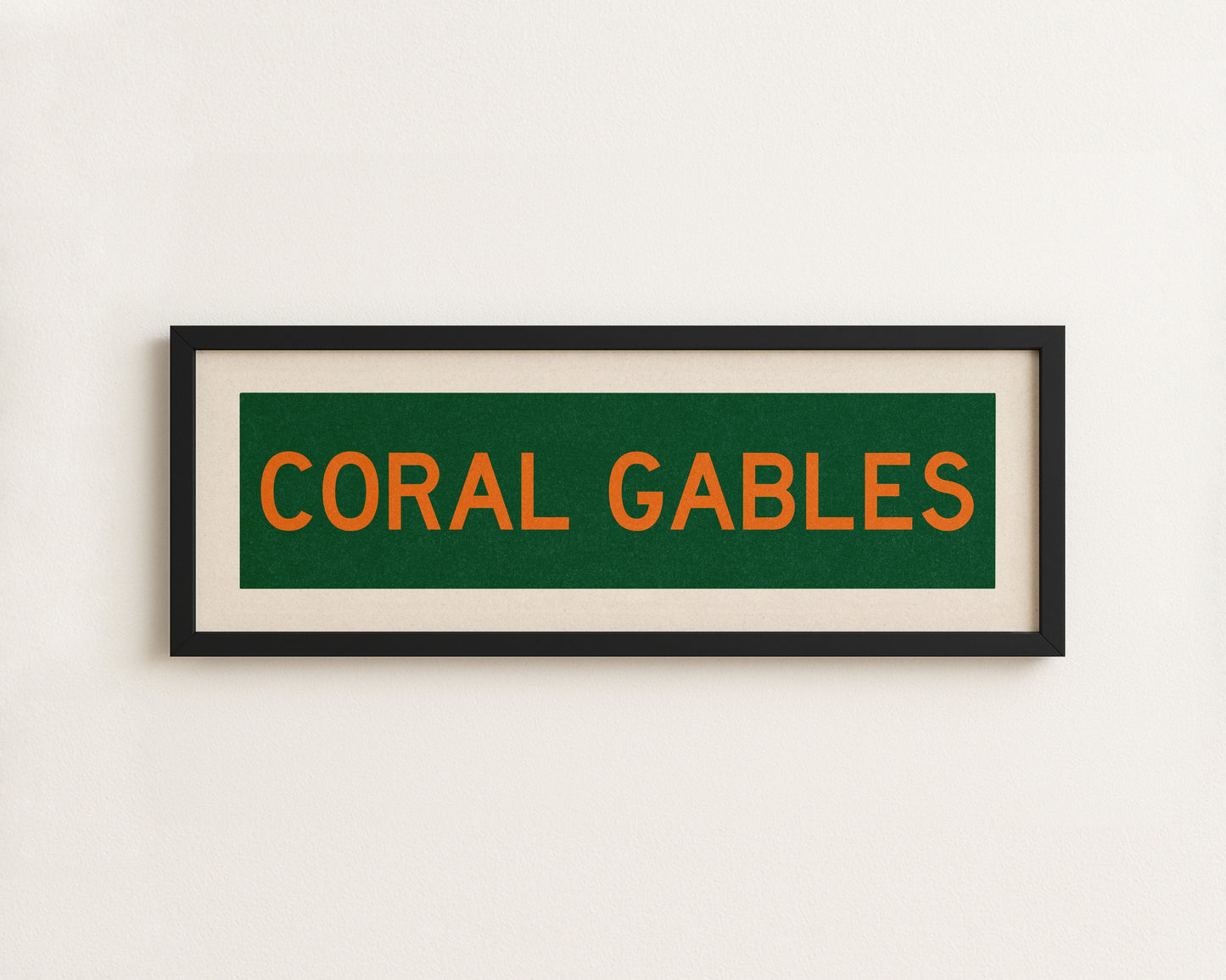 Framed Coral Gables Green and Orange Bus Scroll