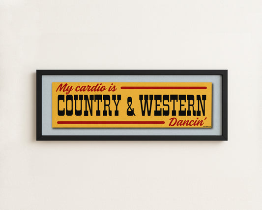 Framed Country & Western Cardio Gold Bumper Sticker Art Print