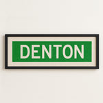 Framed Denton Green and White Bus Scroll - Tejas Country Club