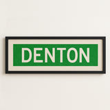 Framed Denton Green and White Bus Scroll - Tejas Country Club