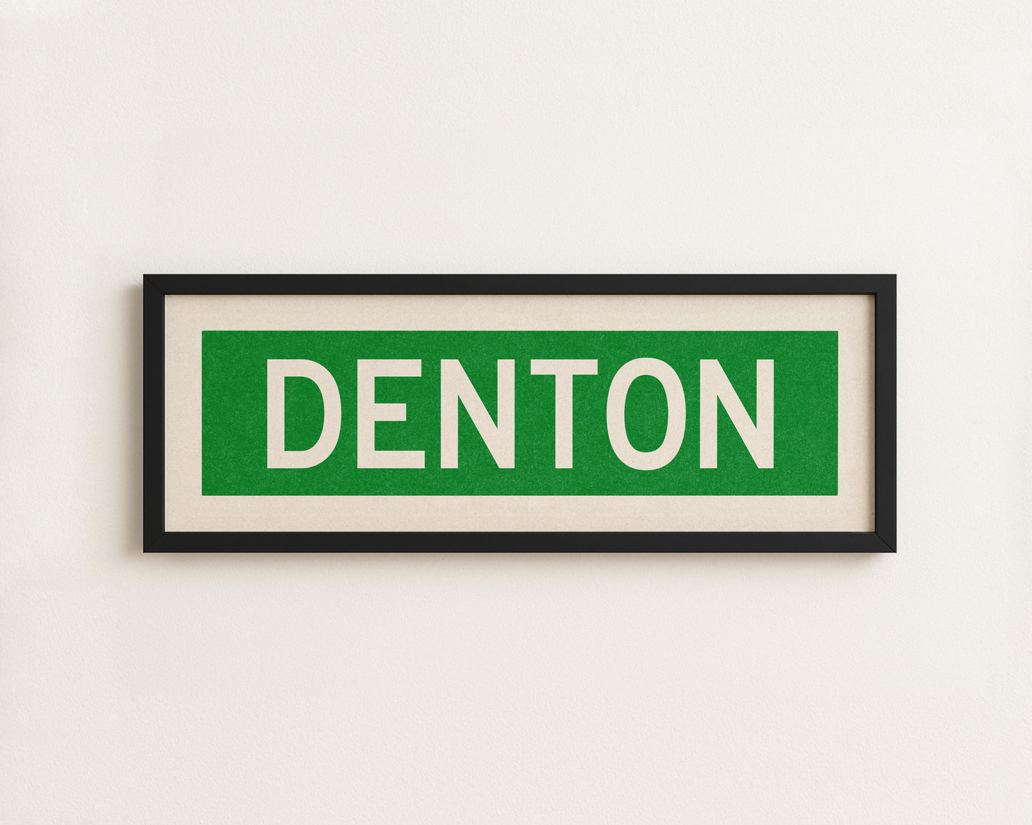 Framed Denton Green and White Bus Scroll
