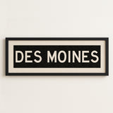 Framed Des Moines Iowa Bus Scroll Sign - Tejas Country Club