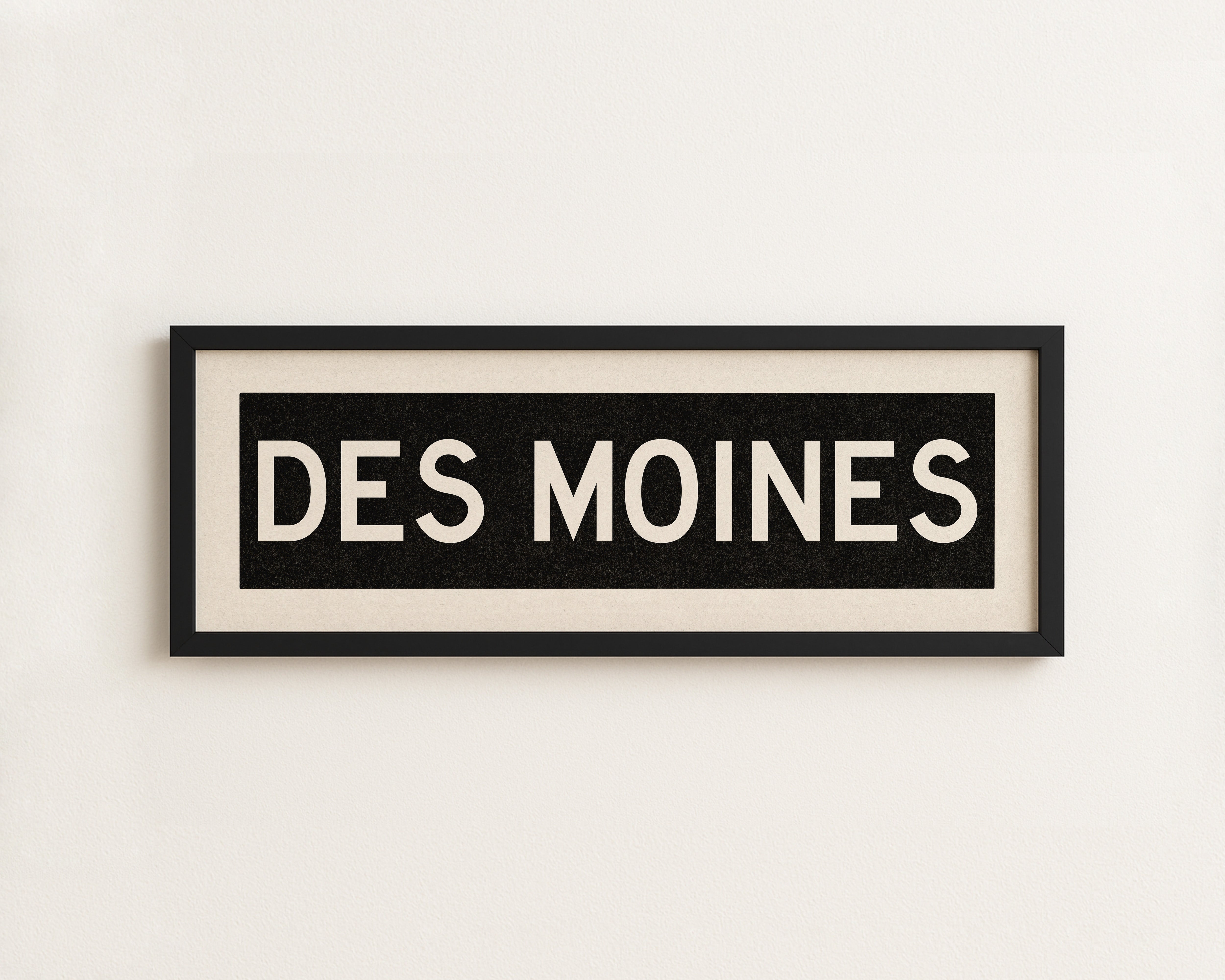 Framed Des Moines Iowa Bus Scroll Sign - Tejas Country Club