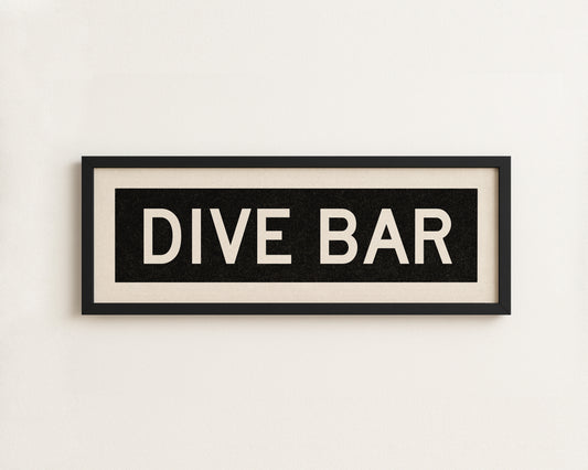 Framed Dive Bar Bus Scroll Sign