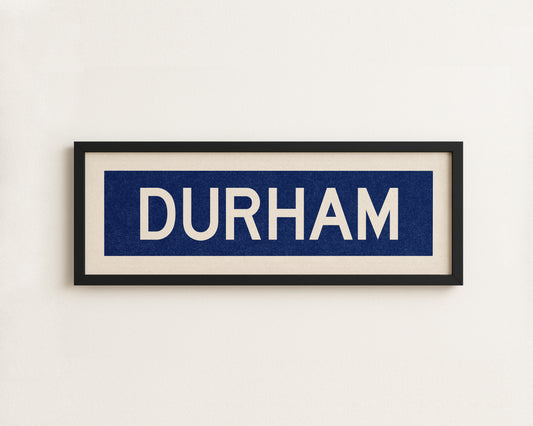 Framed Durham Blue Bus Scroll