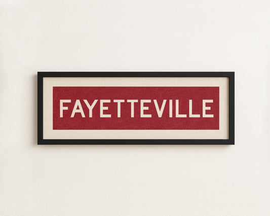 Framed Fayetteville Red Bus Scroll
