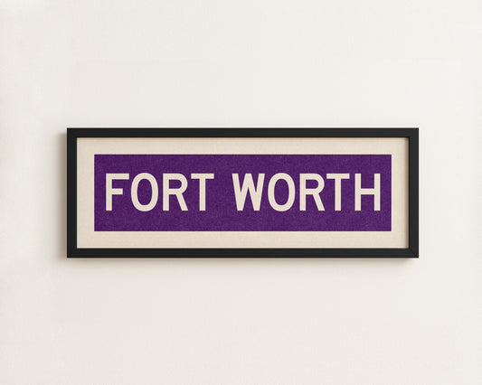 Framed Fort Worth Purple Bus Scroll
