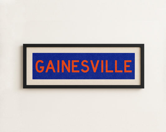 Framed Gainesville Blue Bus Scroll