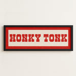 Framed HONKY TONK Sign White & Red Art Print - Tejas Country Club