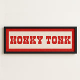 Framed HONKY TONK Sign White & Red Art Print - Tejas Country Club