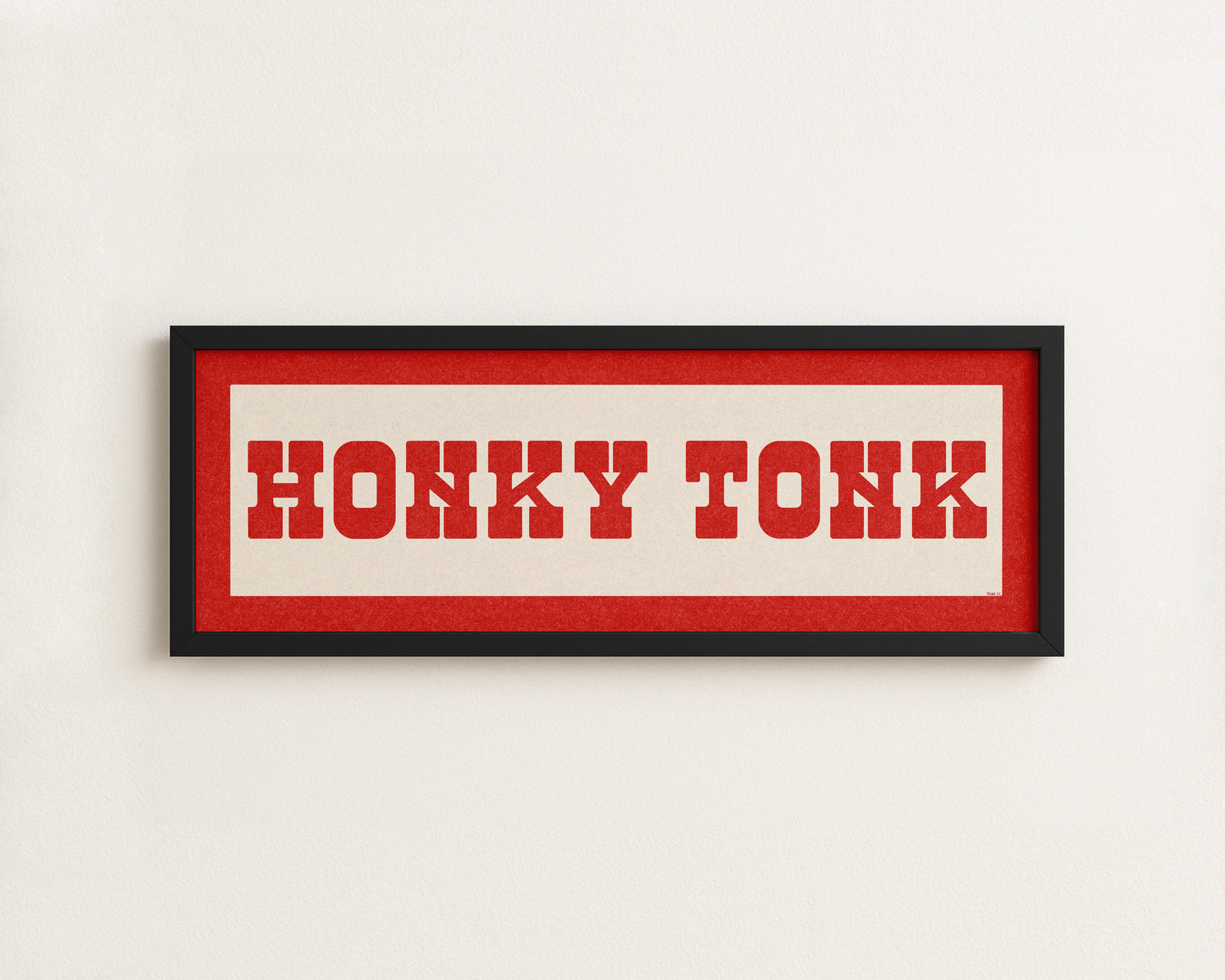 Framed HONKY TONK Sign White & Red Art Print