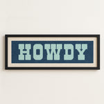 Framed HOWDY Sign Blue & Aqua Art Print - Tejas Country Club