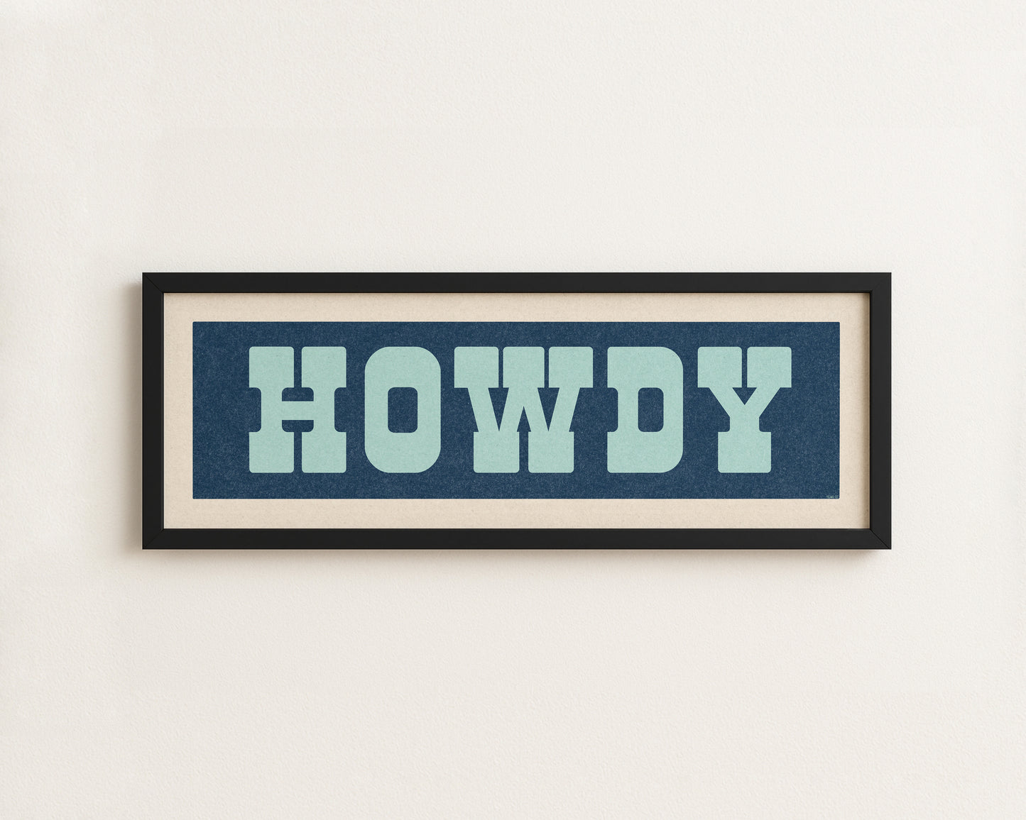 Framed HOWDY Sign Blue & Aqua Art Print