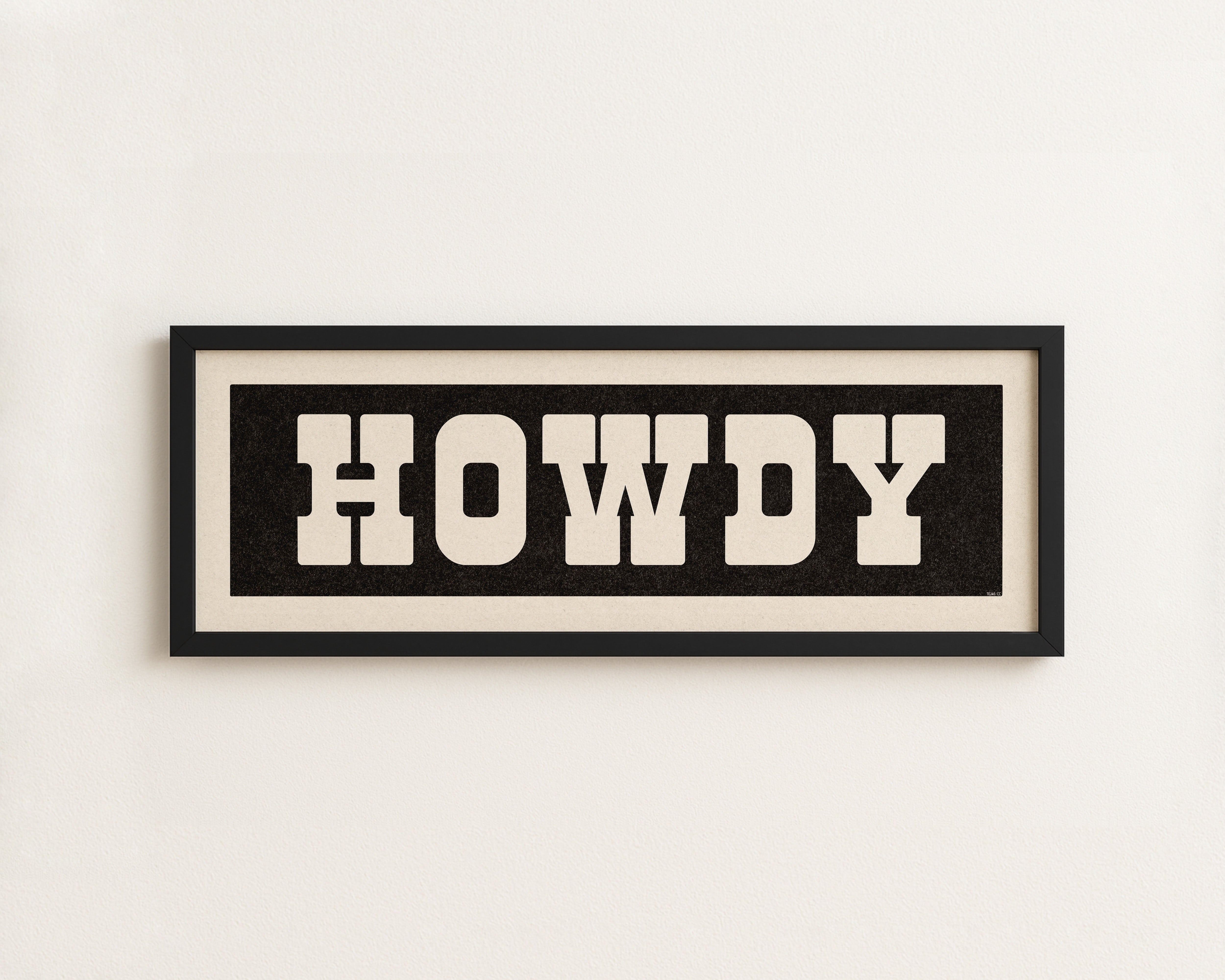 Framed HOWDY Sign Black & White Art Print - Tejas Country Club