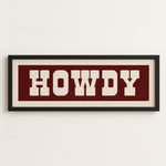 Framed HOWDY Sign Maroon & White Art Print - Tejas Country Club