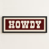 Framed HOWDY Sign Maroon & White Art Print - Tejas Country Club