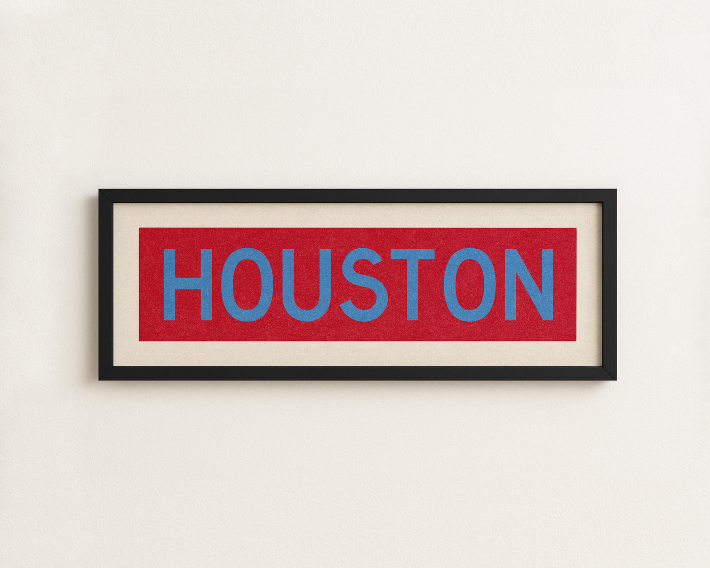 Framed Houston Baby Blue Bus Scroll