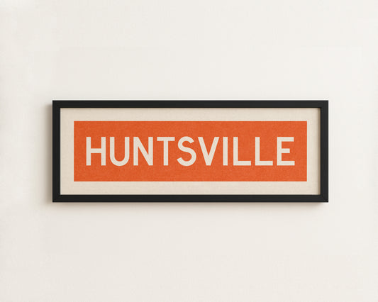 Framed Huntsville Orange and White Bus Scroll