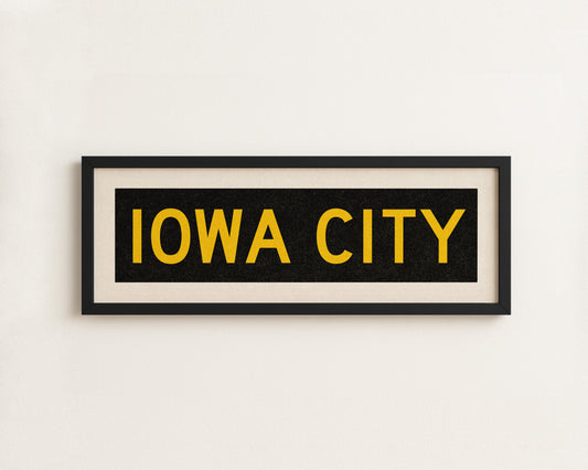 Framed Iowa City Black and Gold Bus Scroll