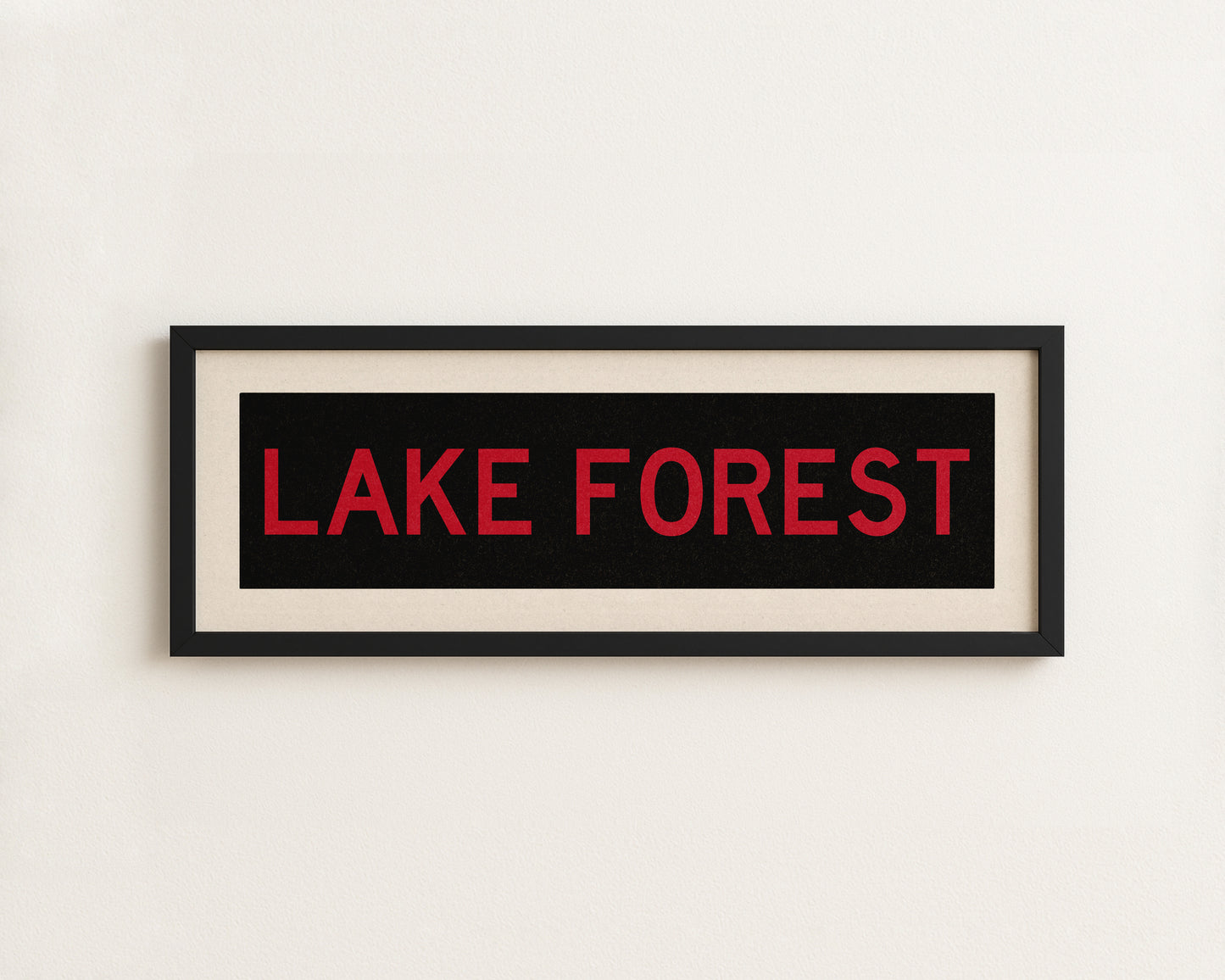 Framed Lake Forest Red and Black Bus Scroll