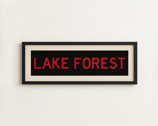 Framed Lake Forest Red and Black Bus Scroll