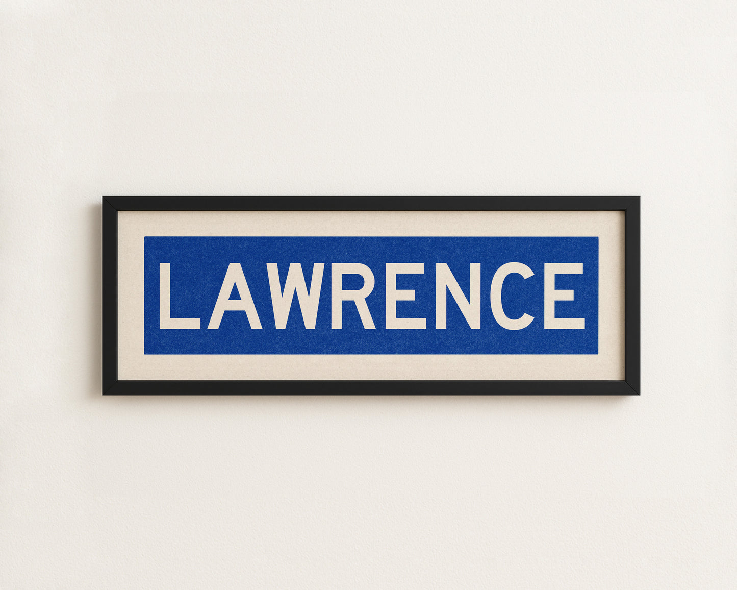 Framed Lawrence Blue Bus Scroll