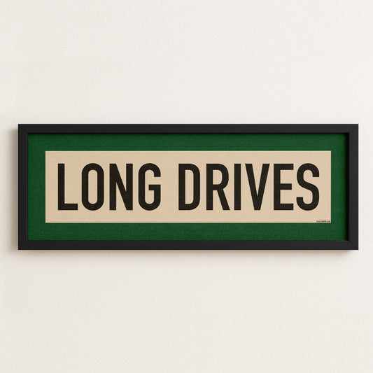 Framed Long Drives Golf Art Scroll Sign