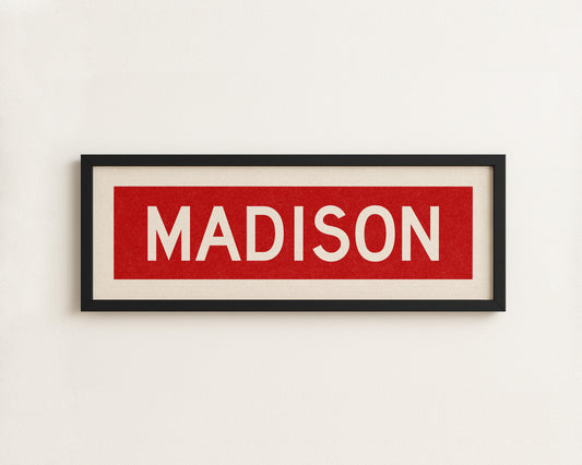 Framed Madison Red Bus Scroll