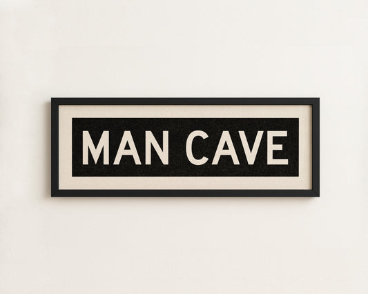 Framed Man Cave Bus Scroll Sign