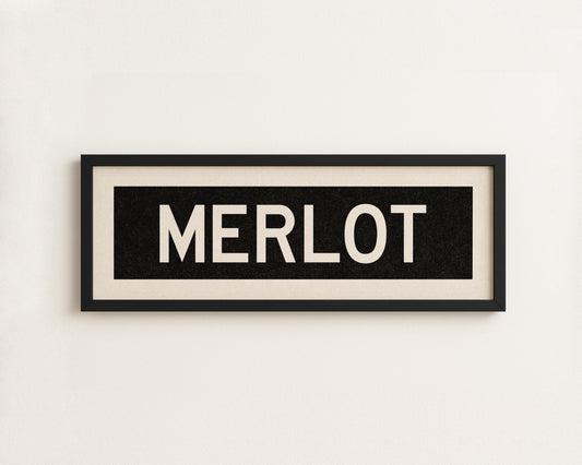 Framed Merlot Bus Scroll Sign
