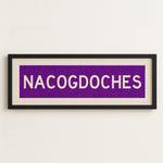 Framed Nacogdoches Purple and White Bus Scroll - Tejas Country Club