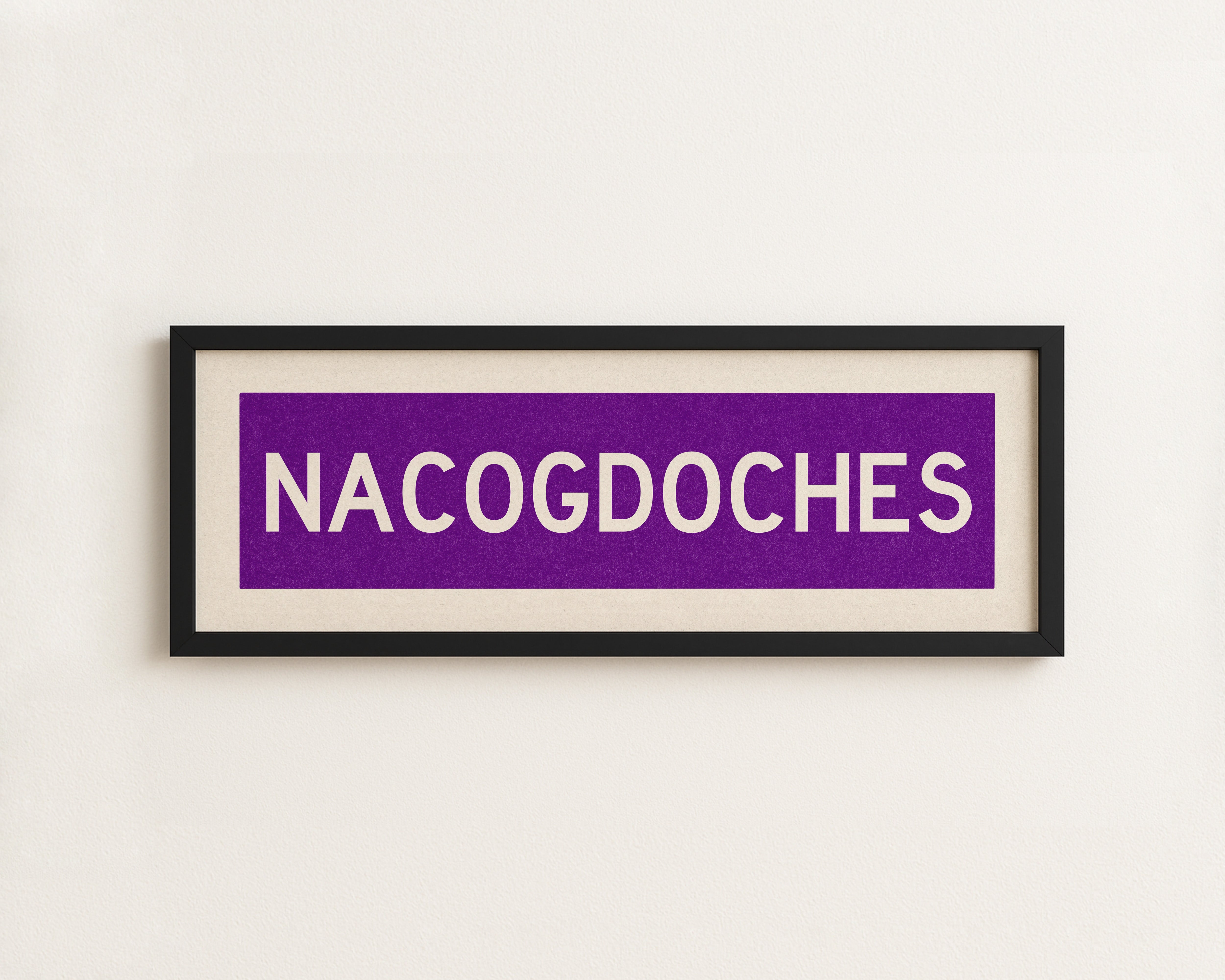 Framed Nacogdoches Purple and White Bus Scroll - Tejas Country Club