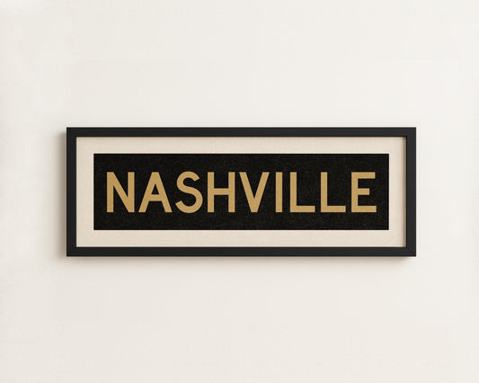Framed Nashville Black and Gold Bus Scroll