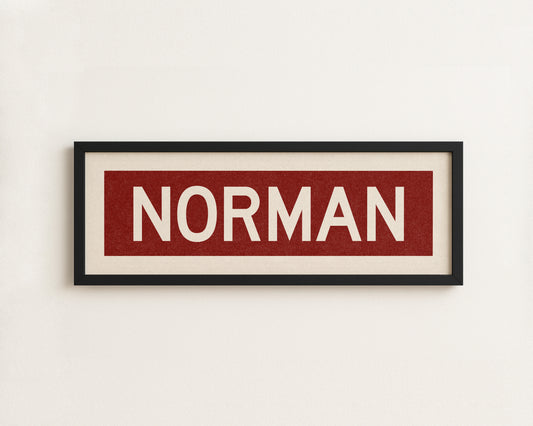 Framed Norman Crimson Bus Scroll