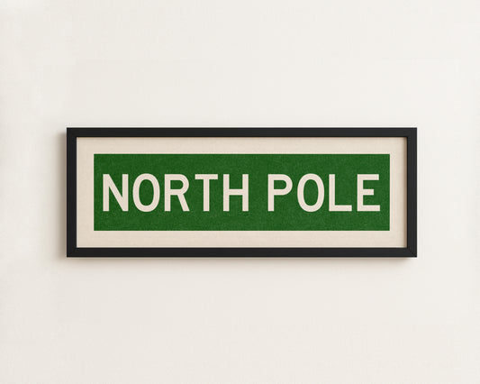 Framed North Pole Green Christmas Art Print