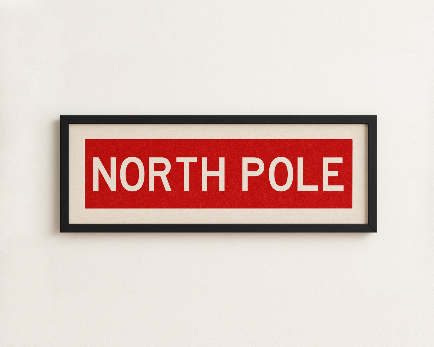 Framed North Pole Red Christmas Art Print