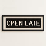 Framed Open Late Bus Scroll Sign - Tejas Country Club
