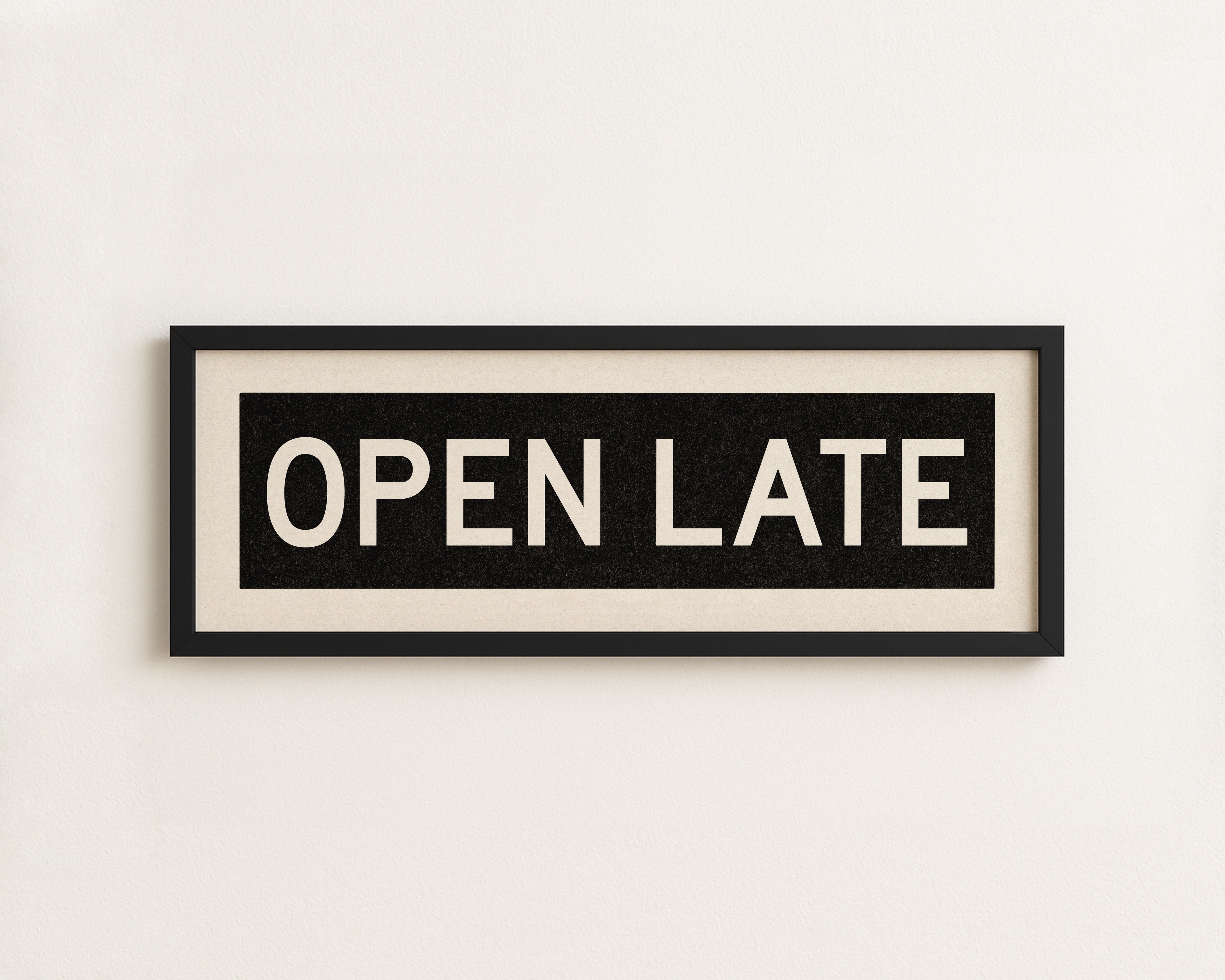 Framed Open Late Bus Scroll Sign - Tejas Country Club
