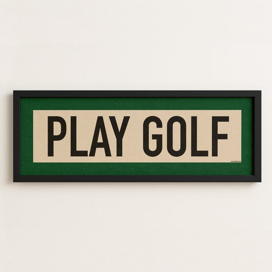 Framed Play Golf Art Scroll Sign
