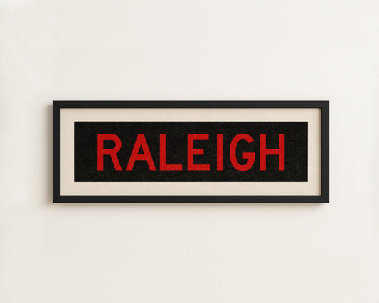 Framed Raleigh Red and Black Bus Scroll