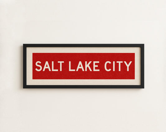 Framed Salt Lake City Red Bus Scroll