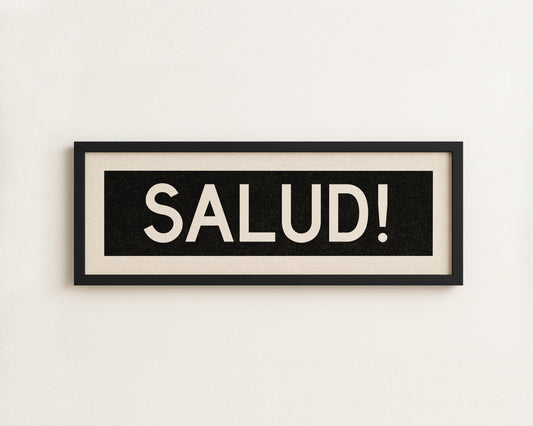 Framed Salud! Bus Scroll Sign