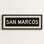Framed San Marcos Texas Bus Scroll - Tejas Country Club